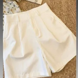 Shorts de Tela de Talle Alto con Forro Interior L14-8B