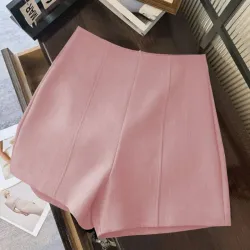 Shorts de tela de talle alto L0714
