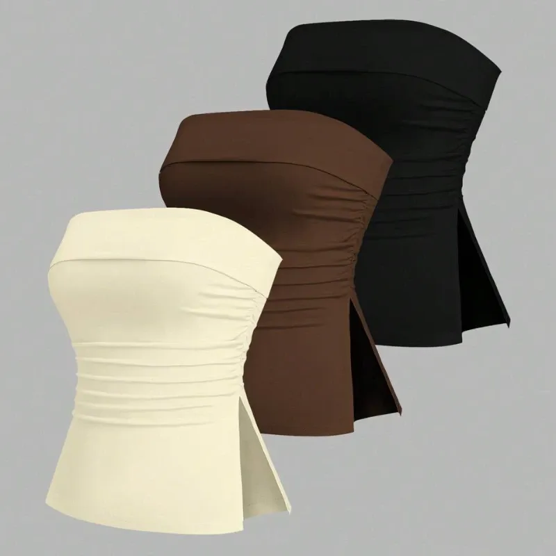 Top bandeau con fruncido en la cintura L1022