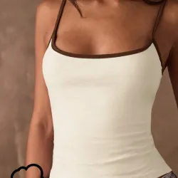 Top de algodón con tirantes en contraste L1053