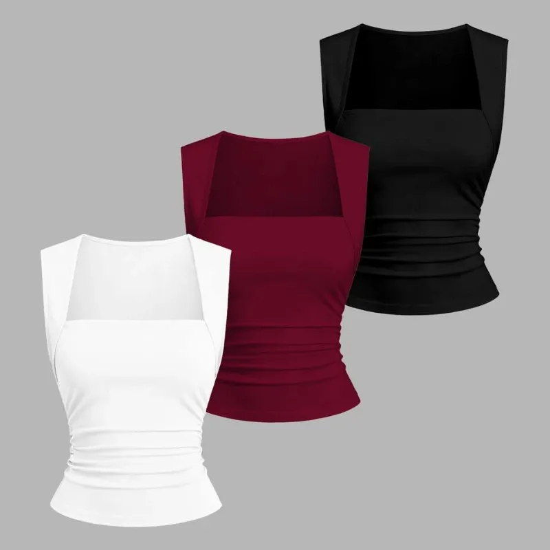 top de escote cuadrado con cintura fruncida L1621