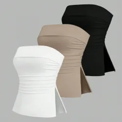 Top sin hombros con cintura fruncida L0510