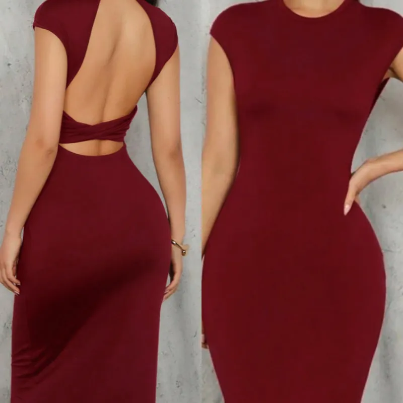 Ves�do ajustado elegante y sexy con espalda descubierta 