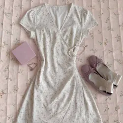 Vestido con mangas y estampado de flores L15-1XSD
