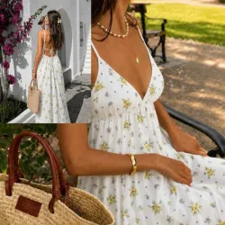 vestido largo blanco de flores