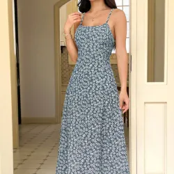 Vestido Largo de Tirantes con Estampado Floral L1431