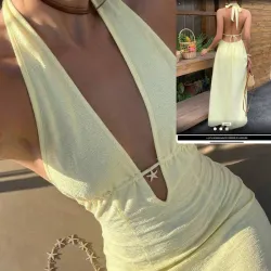 Vestido largo de verano con adorno de estrellita L0936