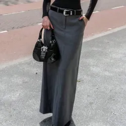 Falda lápiz maxi de cintura  alta con abertura