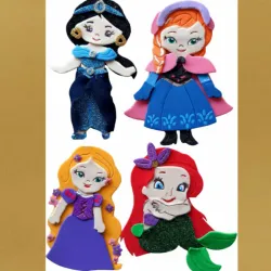 Princesas Disney Ariel,Jazmín,Rapunzel,Anna