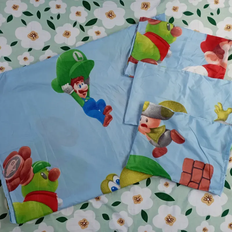 🐨 Sábana con 3 fundas de súper Mario 