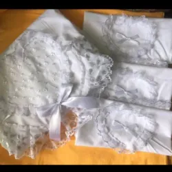🐨 Sábana con 3 fundas bordado blanco 