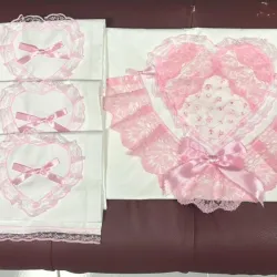 🐨 Sábana con 3 fundas bordado rosa