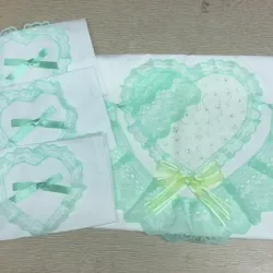 🐨 Sábana con 3 fundas bordado verde