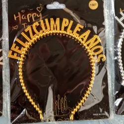 Cintillo Feliz cumpleaños dorado