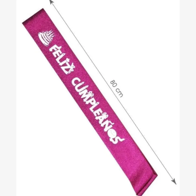 Banda feliz cumpleaños fucsia escarchada 