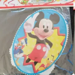 Cartel Felicidades Mickey Mouse azul 