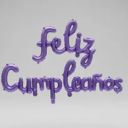 Feliz cumpleaños inflable morado