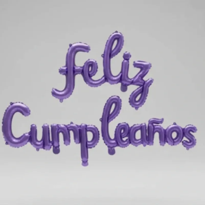 Feliz cumpleaños inflable morado