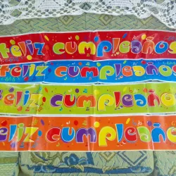 Cartel Feliz cumpleaños multicolor nylon