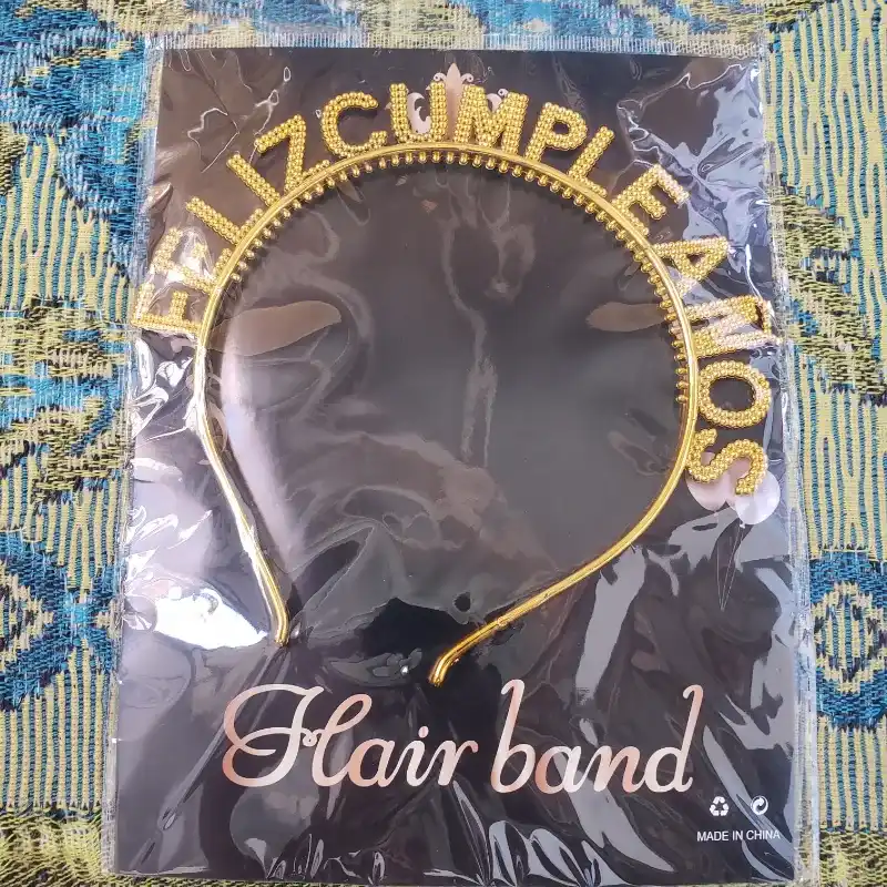 Cintillo Feliz cumpleaños dorado