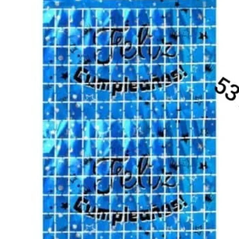 Cortina azul fuerte de cuadros (feliz cumpleaños)