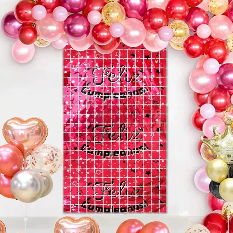 Cortina roja de cuadros (feliz cumpleaños)