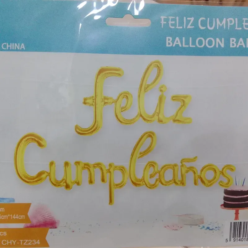 Feliz cumpleaños inflable dorado 