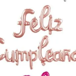 Feliz cumpleaños inflable rosa oro