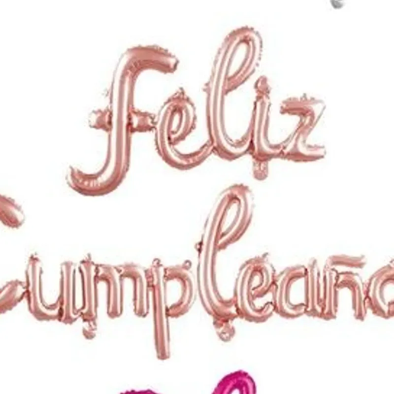Feliz cumpleaños inflable rosa oro