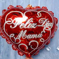 Globo corazón rojo Feliz Día Mamá 