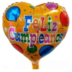 Globo Feliz cumpleaños corazón 18" globos fondo naranja