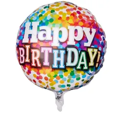 Globo Happy birthday redondo 18" confetti