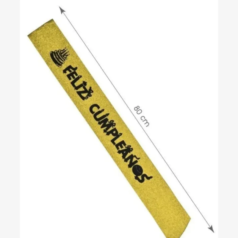 Banda feliz cumpleaños dorada escarchada 