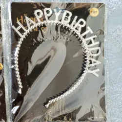 Cintillo Happy birthday plateado 