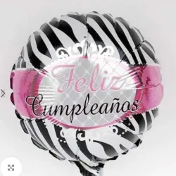 Globo Feliz cumpleaños 10" fondo blanco y negro 