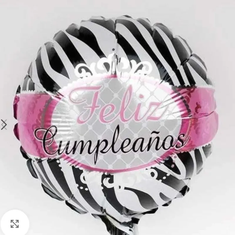 Globo Feliz cumpleaños 10" fondo blanco y negro 