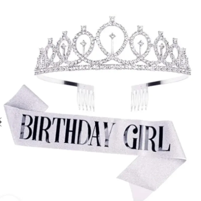 Juego de tiara con banda plateado