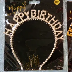 Cintillo Happy birthday rosa oro