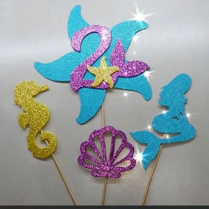 Juego toppers sirena foami