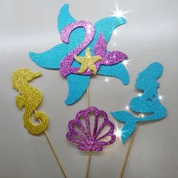 Juego toppers sirena foami