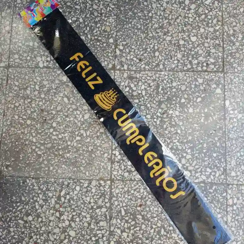Banda feliz cumpleaños negra escarchada 