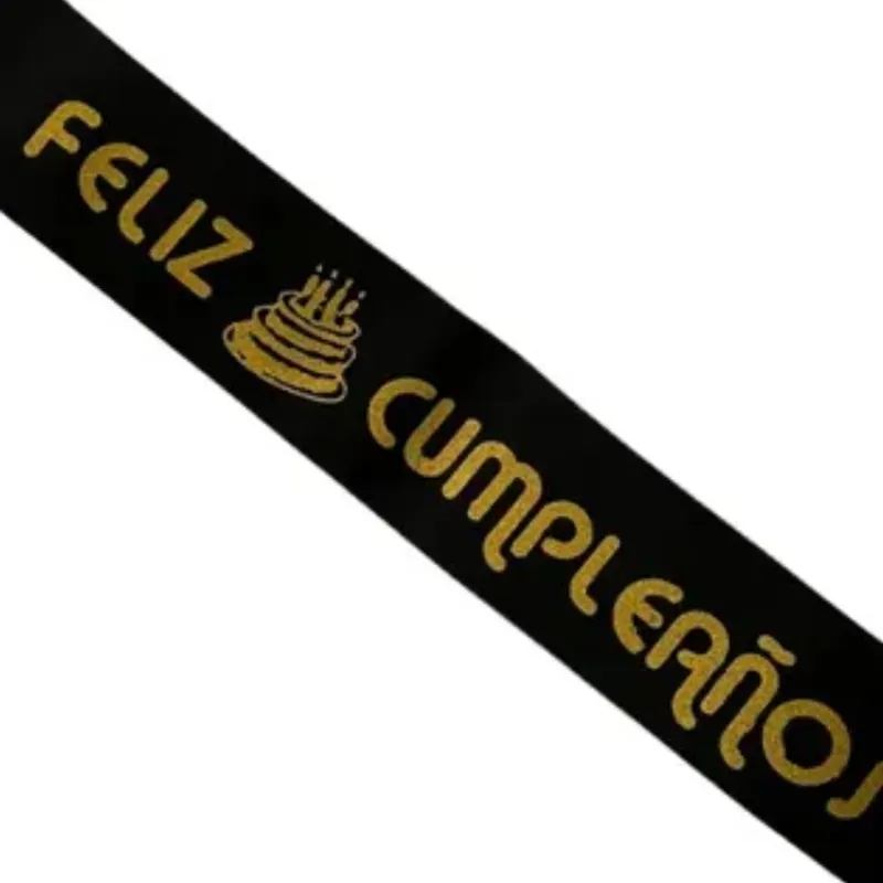 Banda feliz cumpleaños negra escarchada 