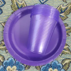 Set para buffet original morado (8 vasos y 8 platos)