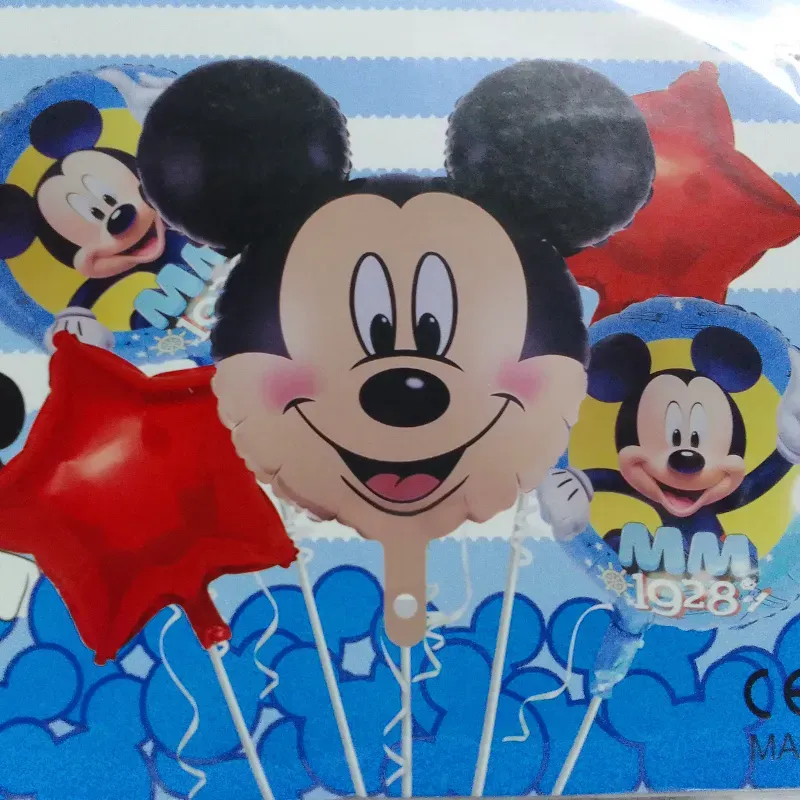 Set de globos cabeza Mickey y estrellas rojas 