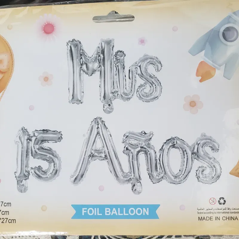 Set de globos Mis 15 años plateado 