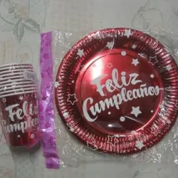 Set para buffet original rojo (10 vasos y 10 platos)