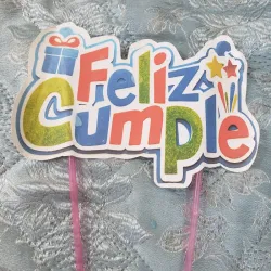 Topper feliz cumple cartulina 