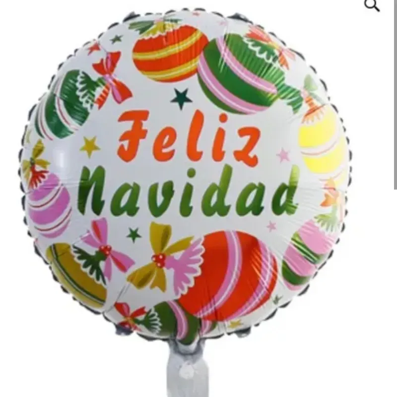 Globo Feliz Navidad blanco redondo 18"