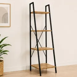 Estante 4 baldas madera orer y metal