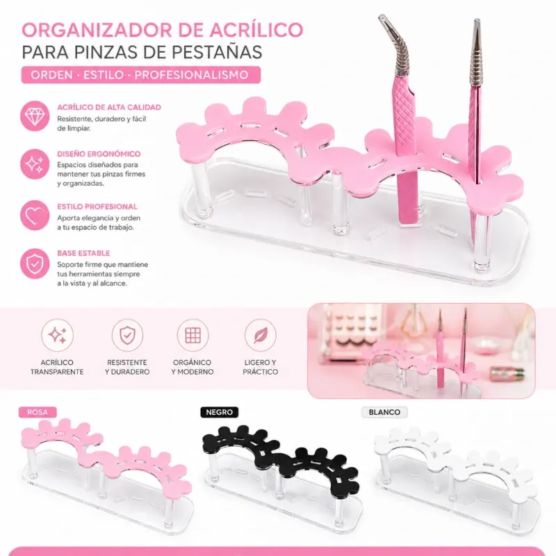 Organizador de acrílico para pinzas